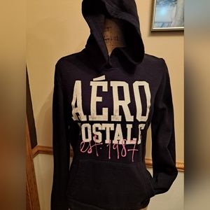 Aeropostale Black Est. 1987 Hoodie L